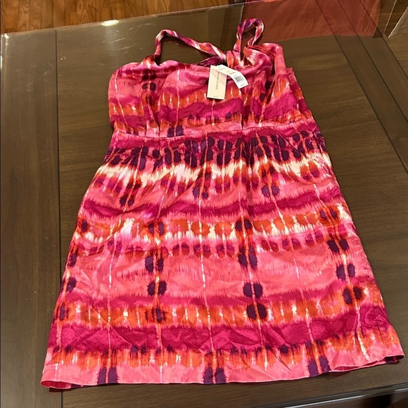 Banana Republic Dresses & Skirts - NWT Banana Republic Petite Women's Pink Red Tie Dye Silk Sleeveless Mini